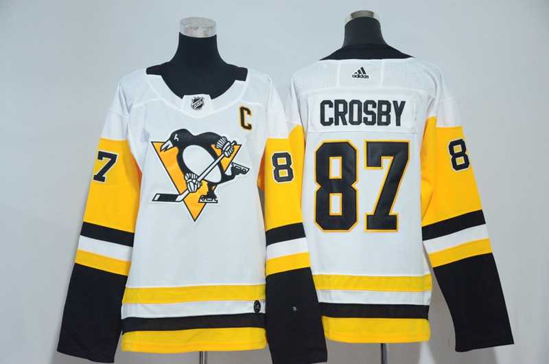 Women Pittsburgh Penguins #87 Sidney Crosby White Adidas Stitched Jersey